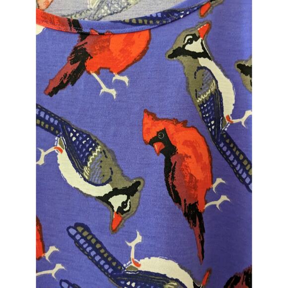New LULAROE Julia Purple with Cardinals & Bluejays Dress Size XL BIRD PATTERN - Picture 2 of 6